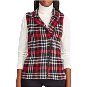 CHAPS Plaid Cotton Zip Up Vest Size 2X